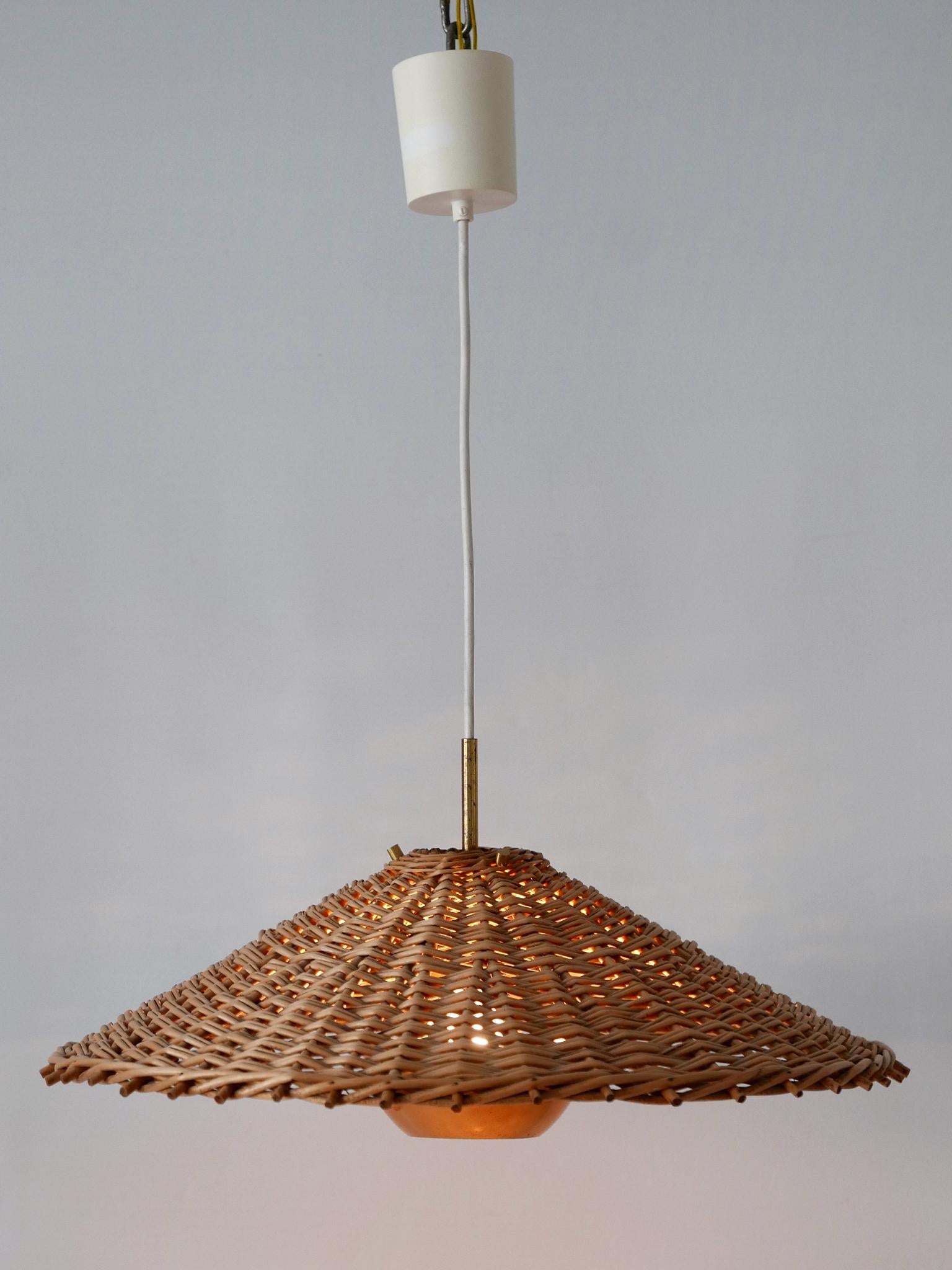 Exceptional & Large Mid Century Modern Rattan Pendant Lamp Scandinavia 1960s For Sale 8
