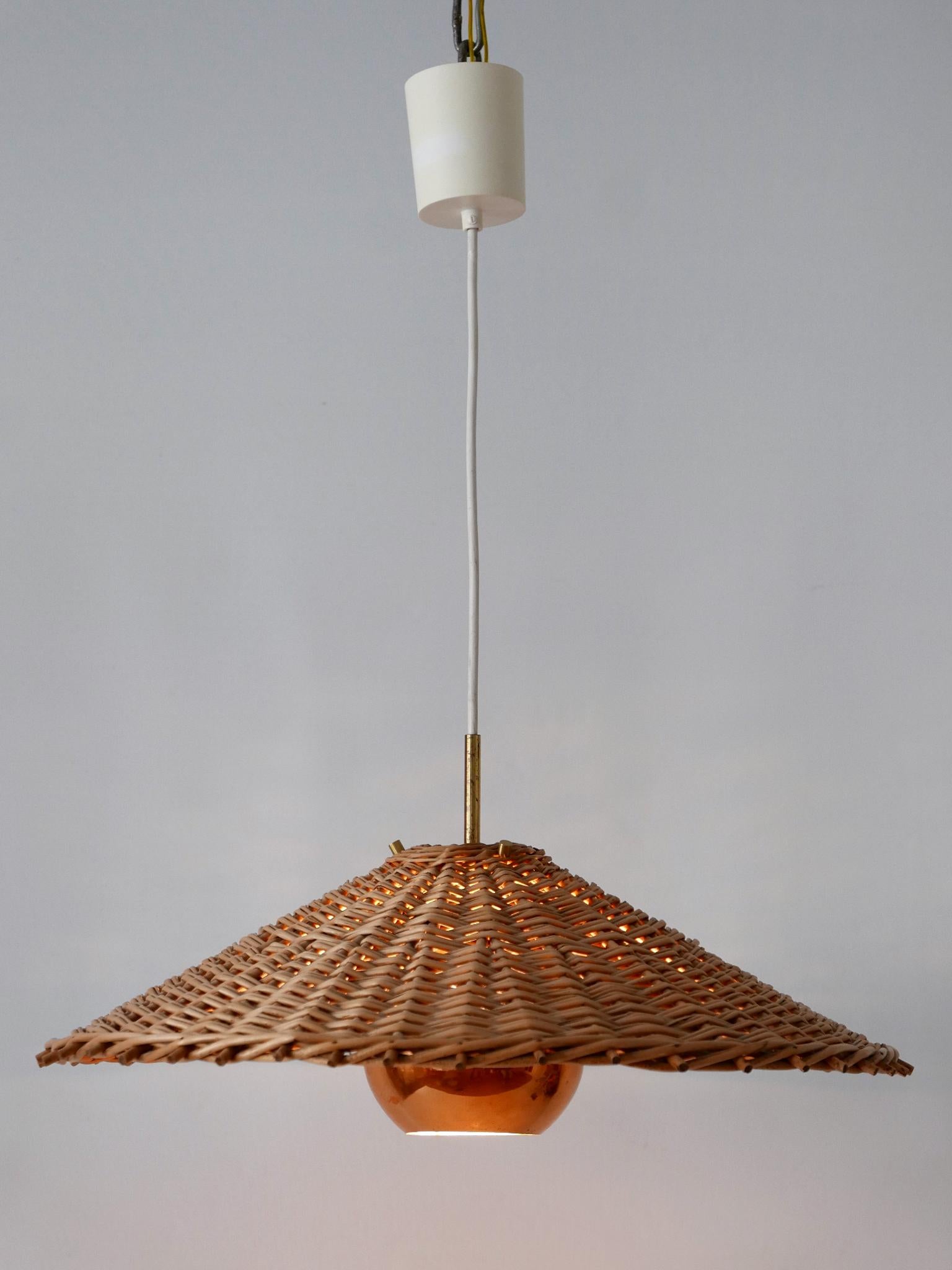 Exceptional & Large Mid Century Modern Rattan Pendant Lamp Scandinavia 1960s For Sale 9
