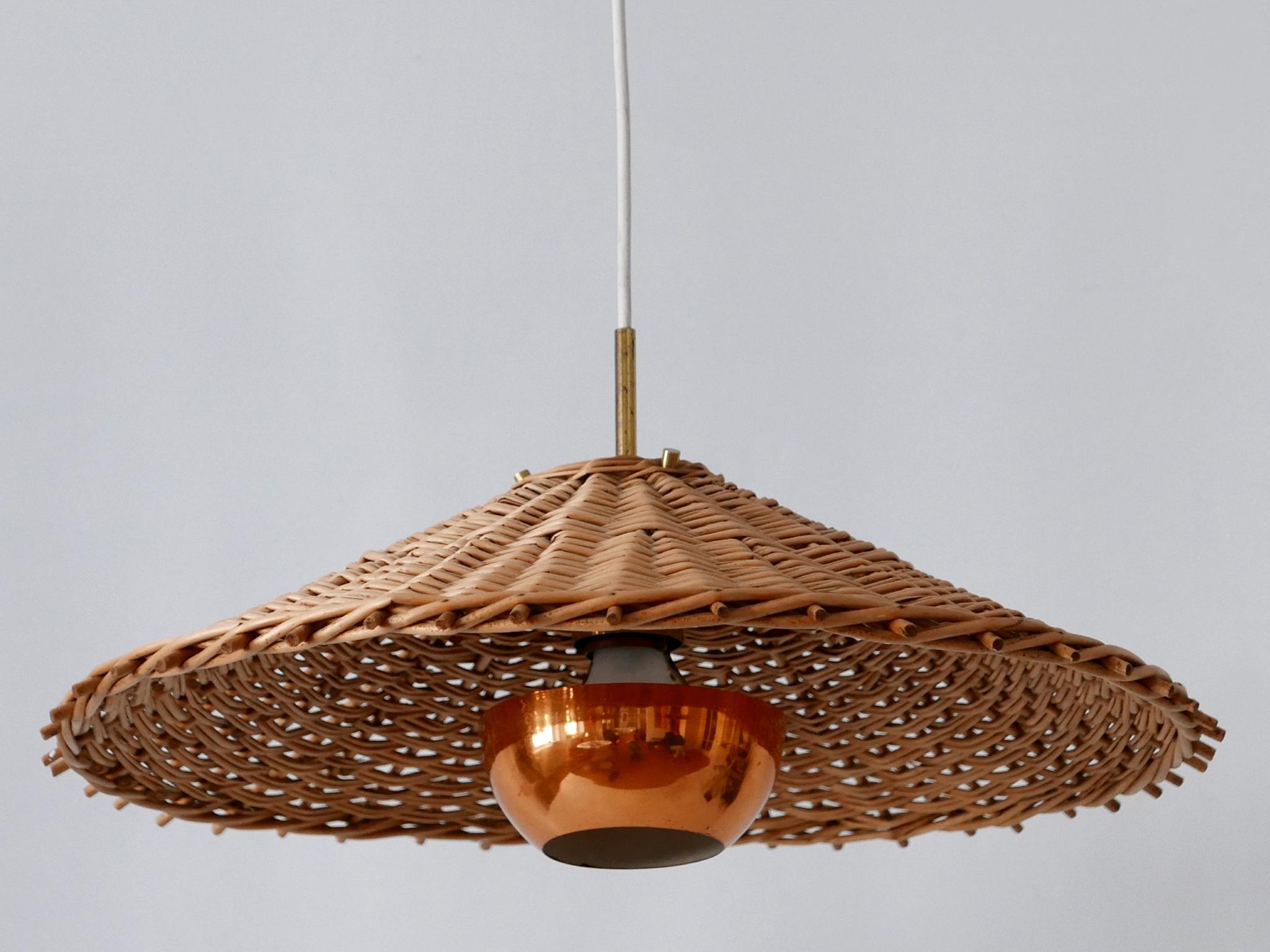 Exceptional & Large Mid Century Modern Rattan Pendant Lamp Scandinavia 1960s For Sale 1