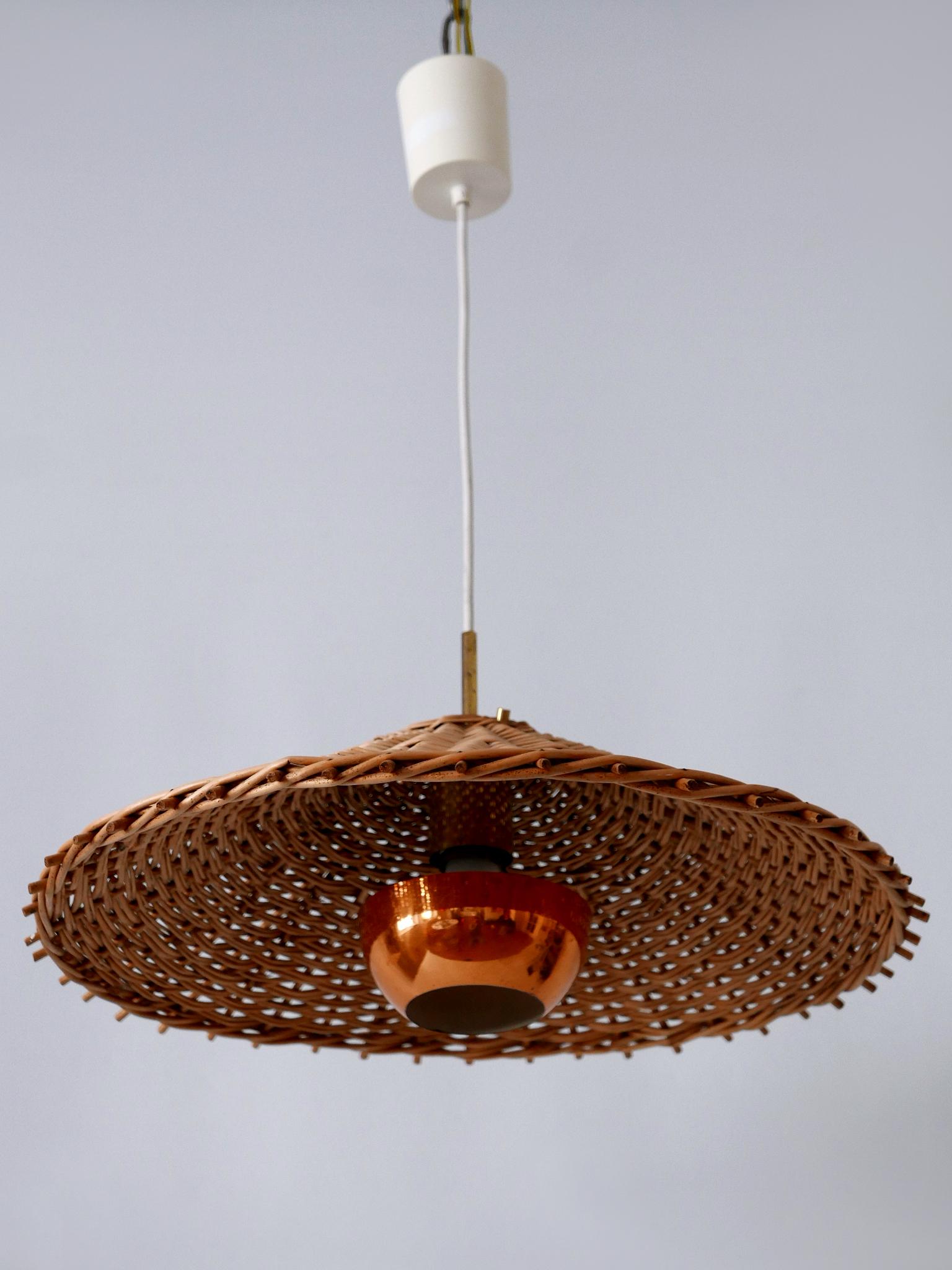 Exceptional & Large Mid Century Modern Rattan Pendant Lamp Scandinavia 1960s For Sale 2