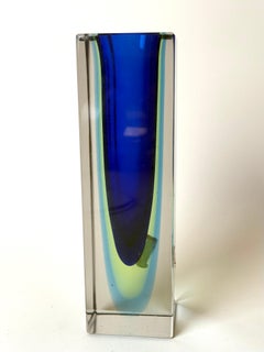 Eccezionale vaso grande in vetro sommerso di Murano, blu reale, Italia, anni '70