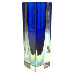 Eccezionale vaso grande in vetro sommerso di Murano, blu reale, Italia, anni '70
