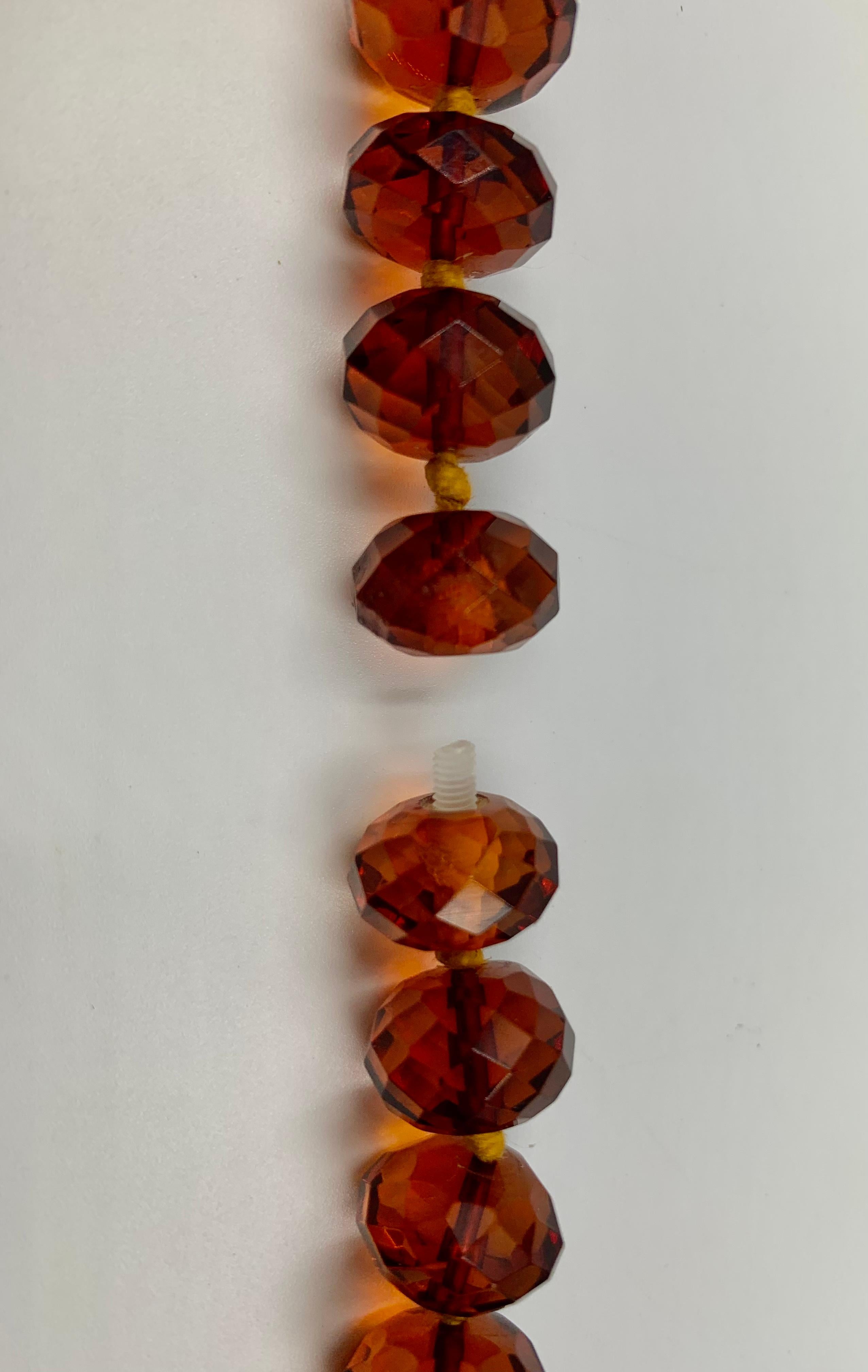 Exceptional Large Natural Vermillion Color Faceted Antique Baltic Amber Necklace For Sale 5