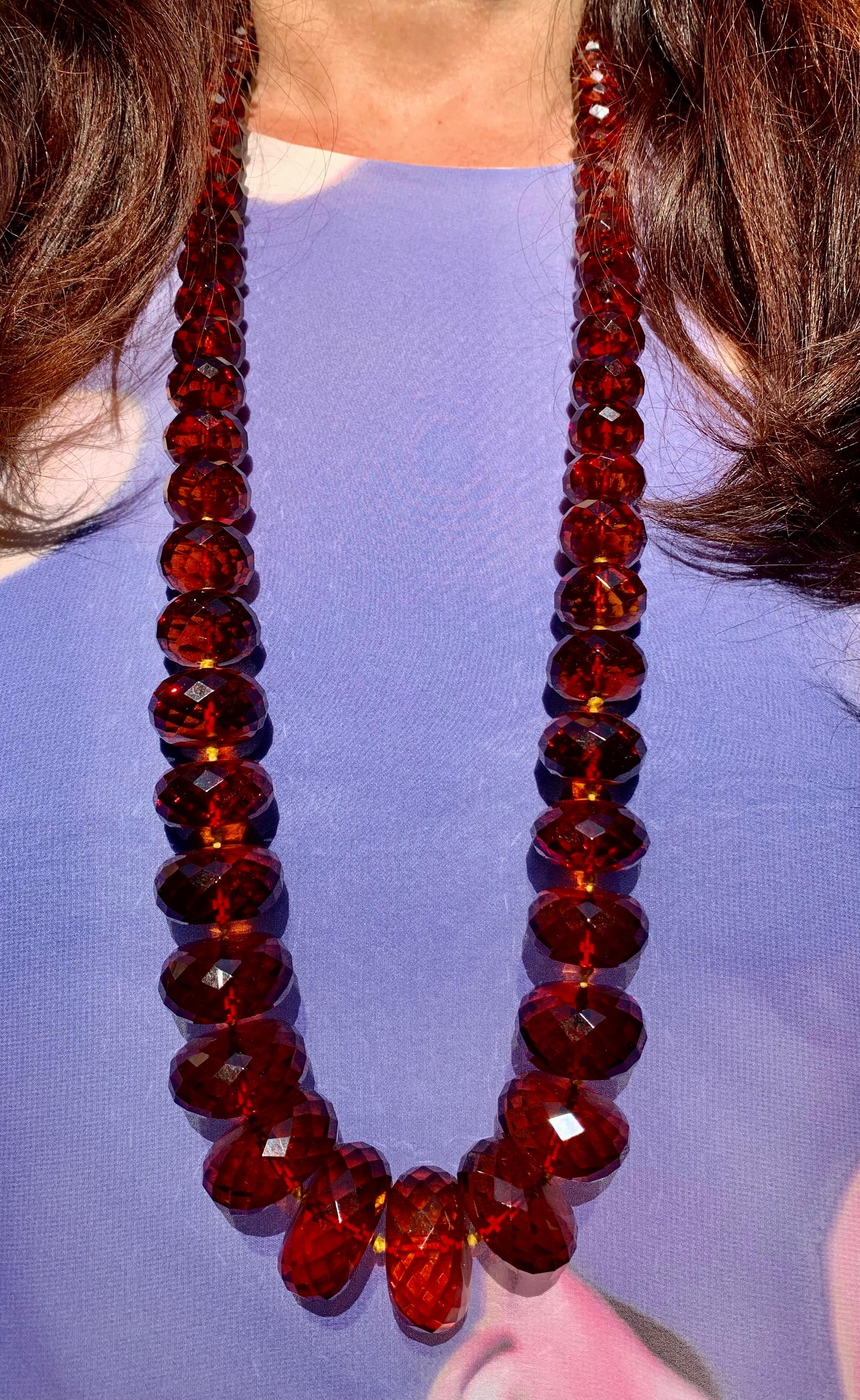 Natural Baltic Amber Necklace 18" - Strand Style Collar Lithuania No Metal