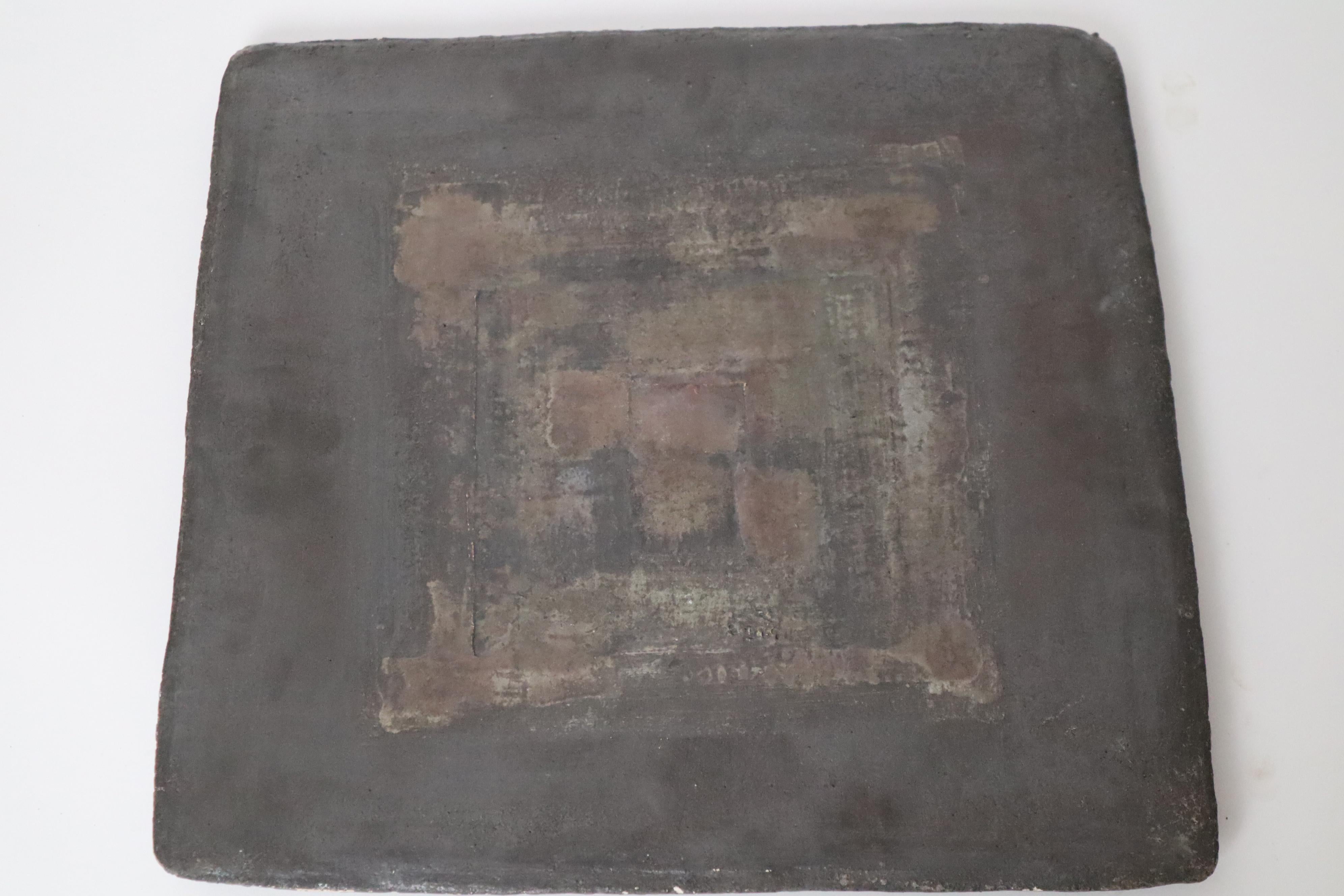 Exceptional Large Pottery Wall Plate Contemporary Art in the style of Zbynek For Sale 6