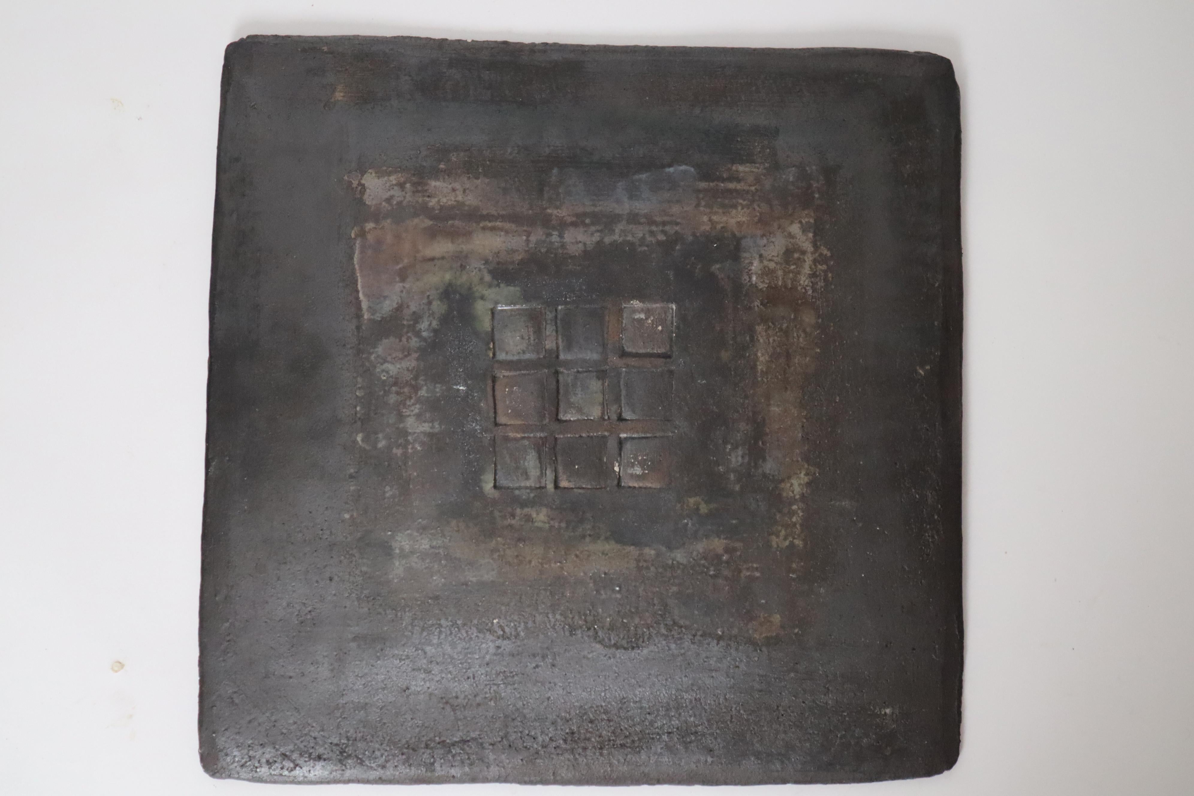 Mid-20th Century Exceptional Large Pottery Wall Plate Contemporary Art in the style of Zbynek For Sale