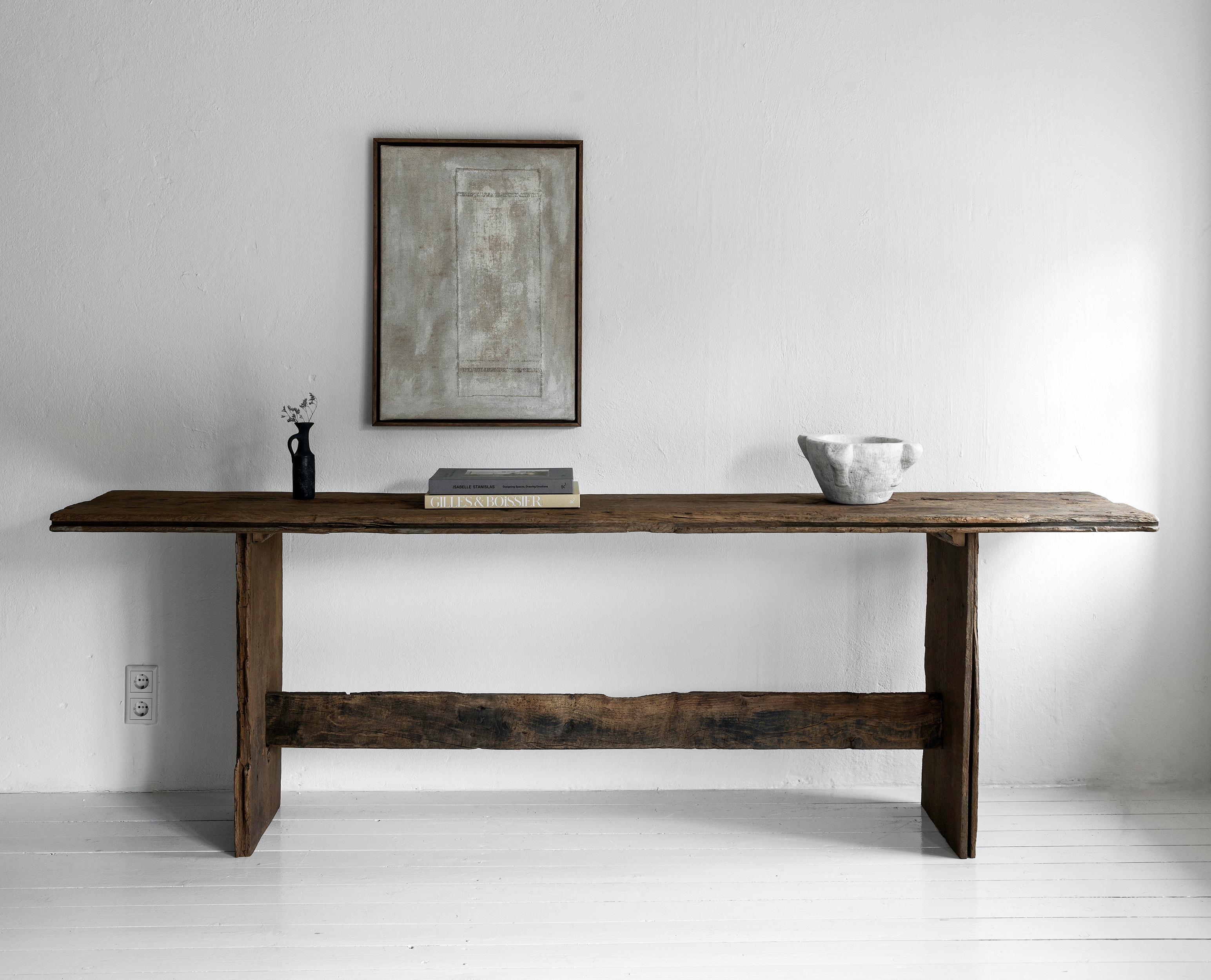 Exceptional large rustic minimal Oak console table 6