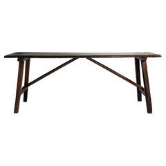 Exceptional large rustic minimal Walnut dining or console table