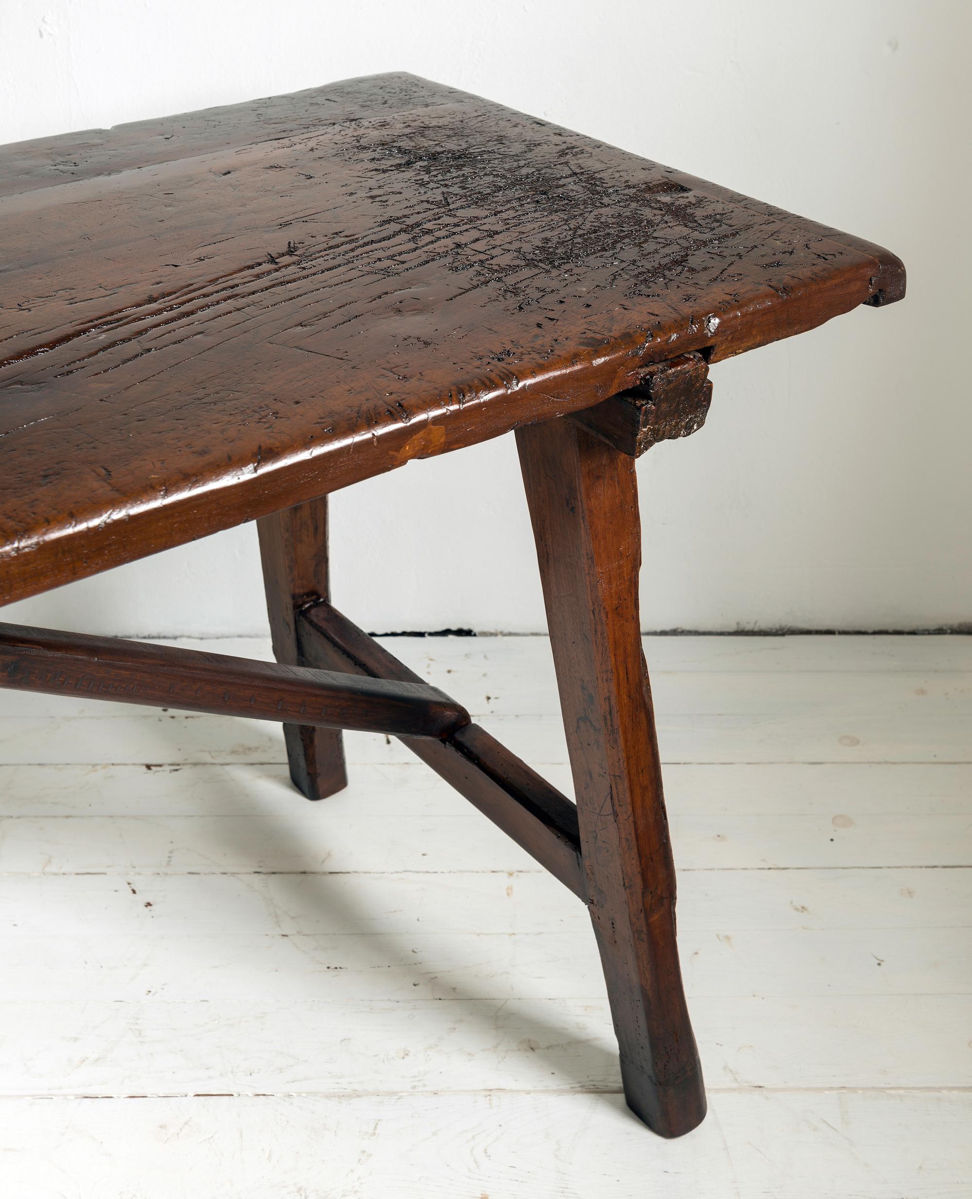 18th Century Exceptional large rustic minimal Walnut dining or console table