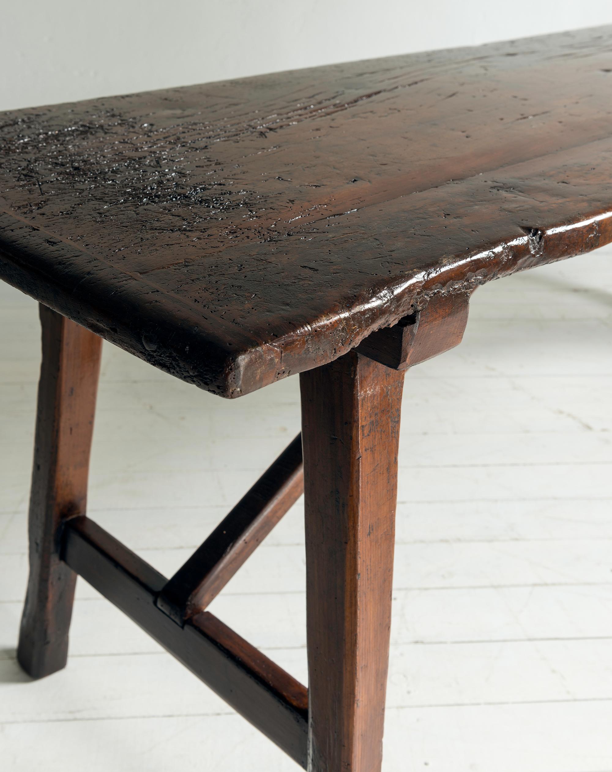 Exceptional large rustic minimal Walnut dining or console table  1