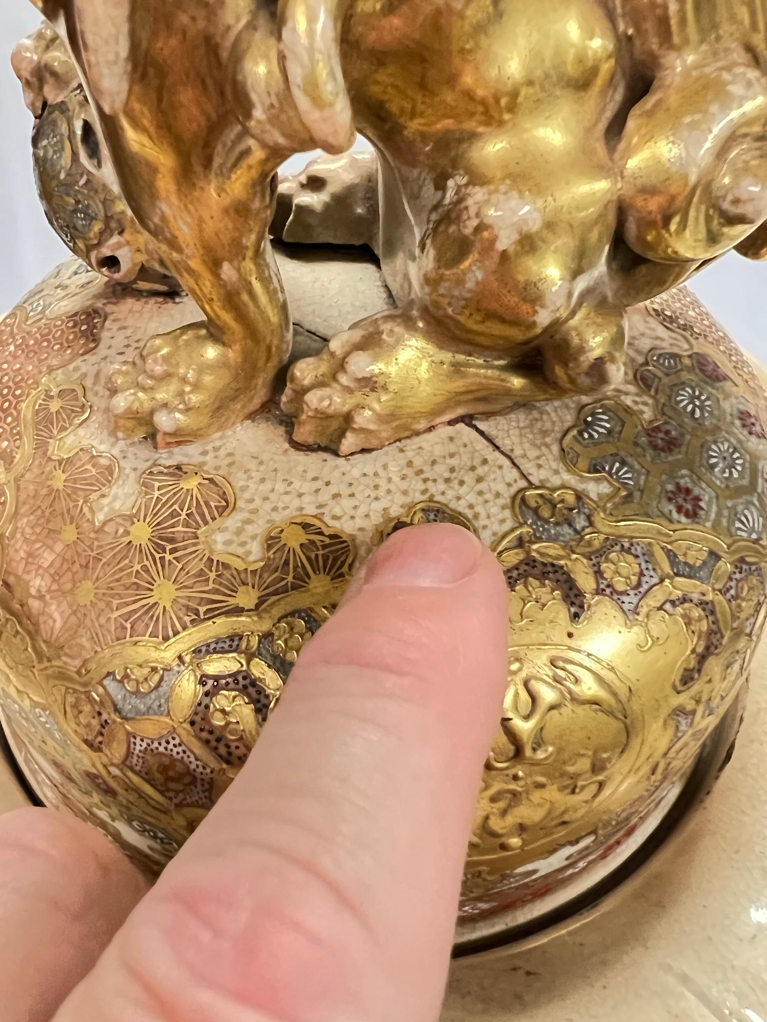 Grand vase Satsuma exceptionnel avec couvercle en vente 8