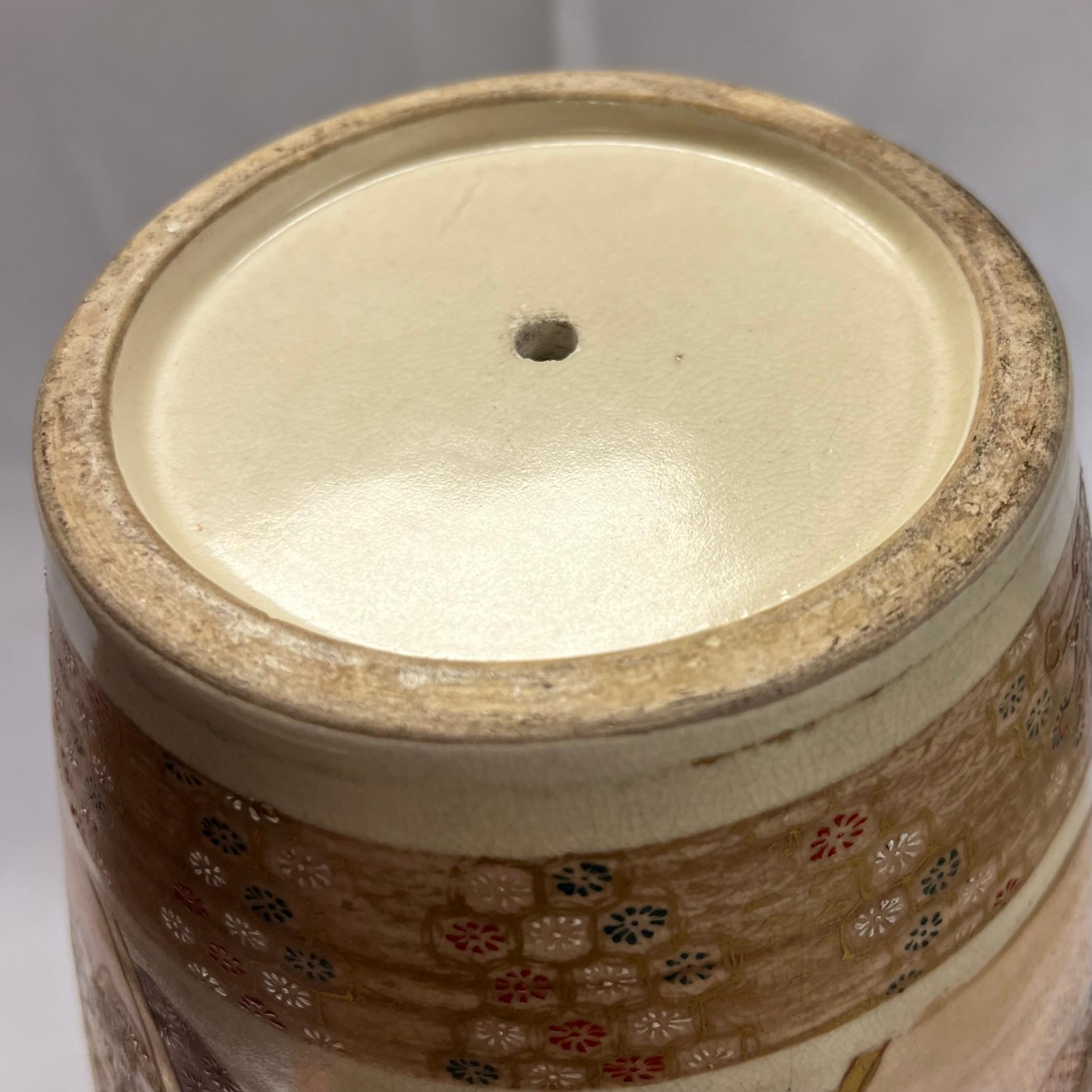Exceptional Large Satsuma Vase with Cover For Sale 10