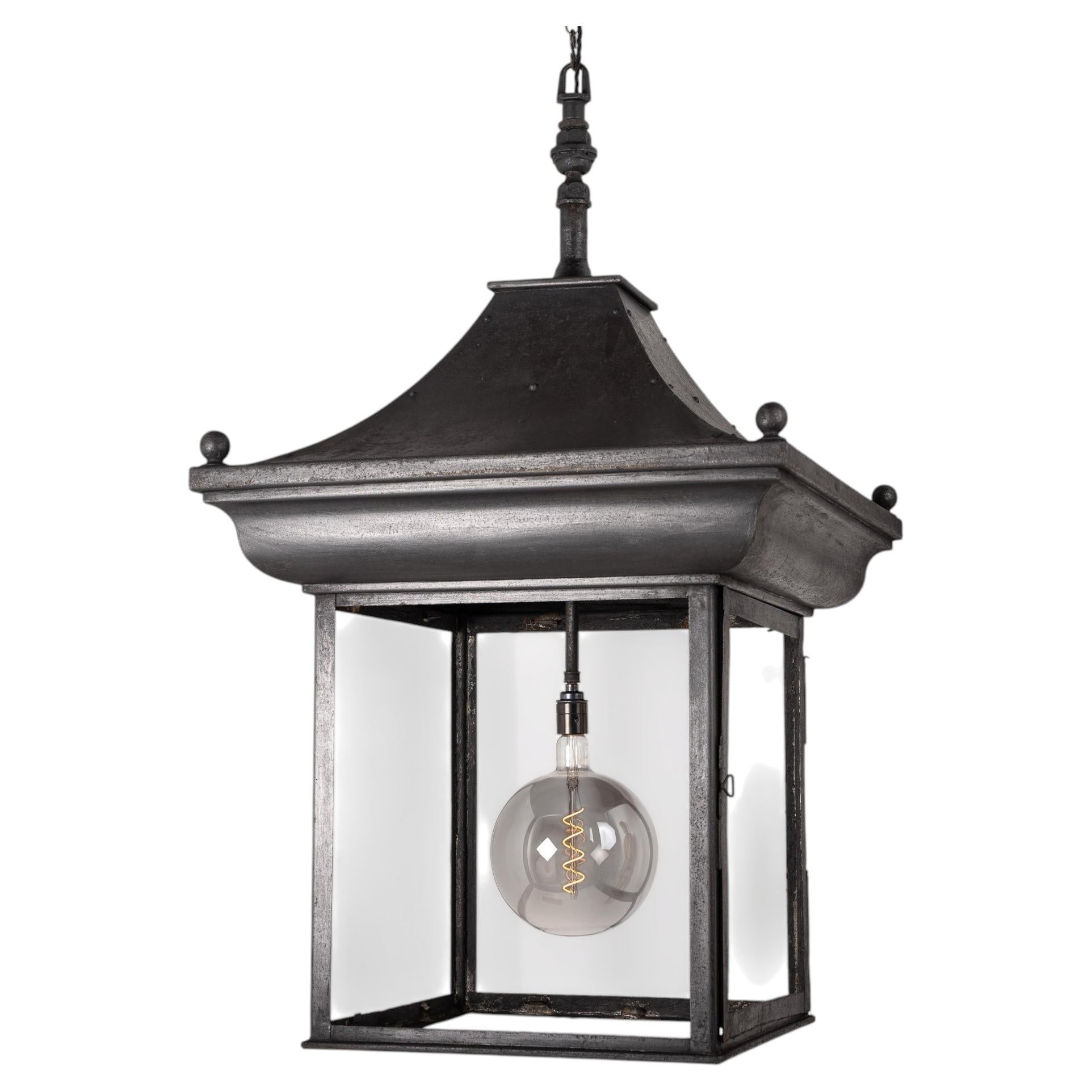 Exceptional Large Scale Blackened Steel Victorian Exterior Pagoda Lantern For Sale