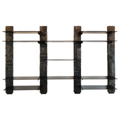 Exceptional Large Signed Paul Evans 1969 Directional Sclupted Bronze Wall Unit