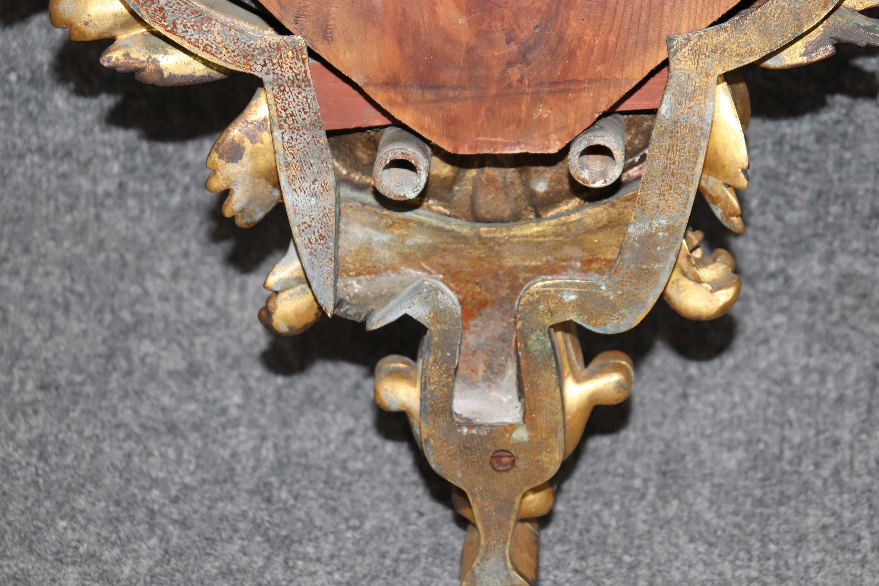 Excepcional Espejo de Pared de Bronce Macizo Francés Estilo Luis XV Acabado Dore en venta 11