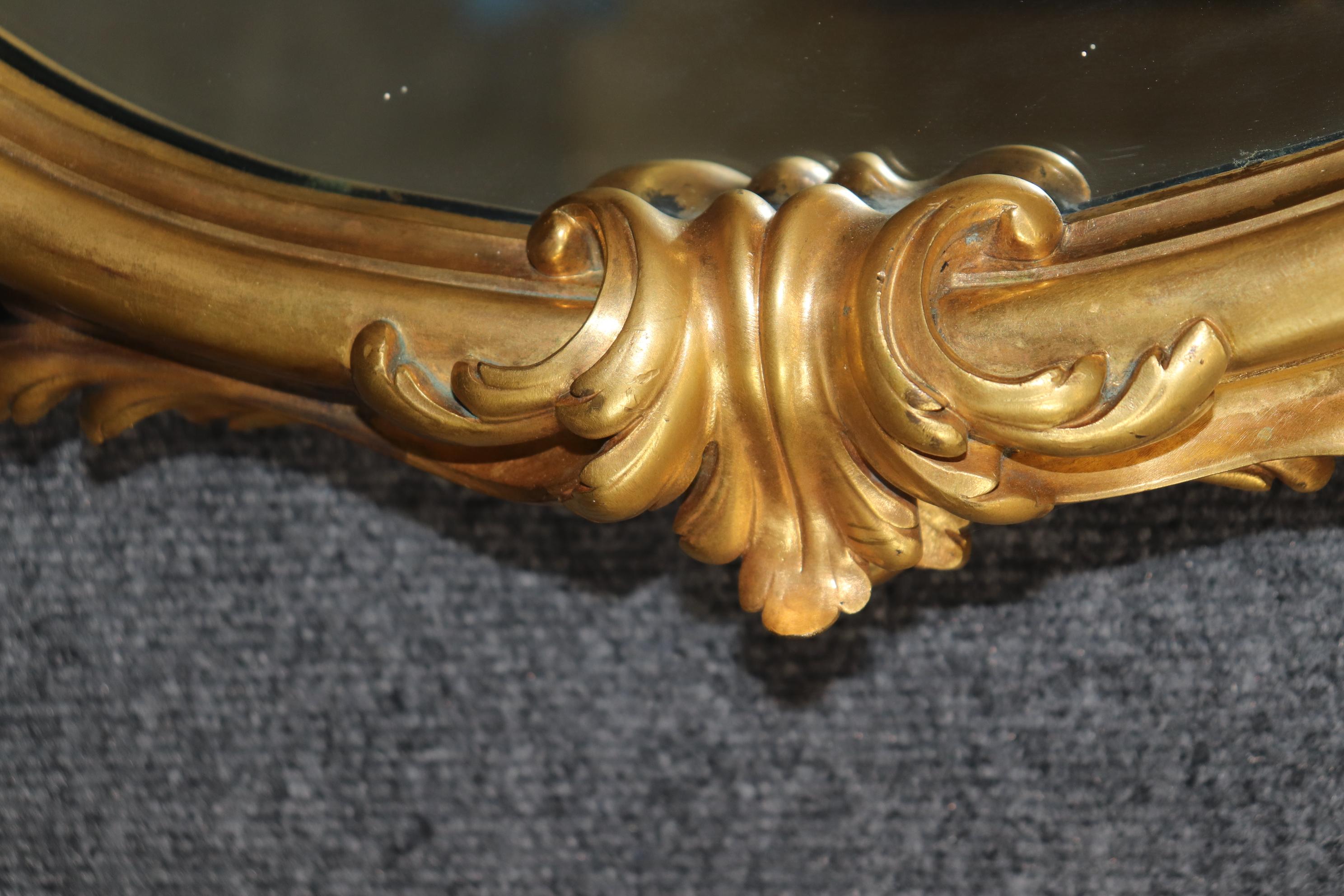 Excepcional Espejo de Pared de Bronce Macizo Francés Estilo Luis XV Acabado Dore en venta 3