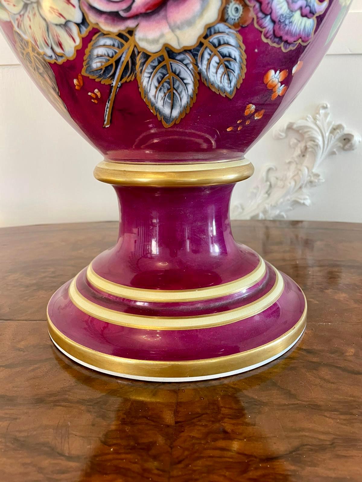 Exceptional Large Staffordshire Porcelaneous Twin Handled Vase For Sale 2