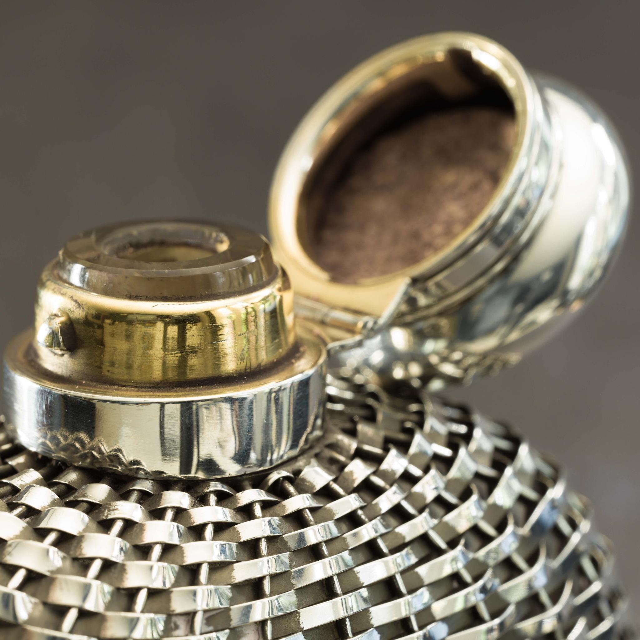 Early 20th Century Exceptional Large Sterling Silver and Glass Huntsman’s Flask, circa 1910