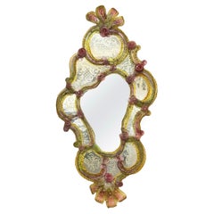 Exceptional Large Superb Venetian Etched Murano Glass Mirror Antique 1890 -1900s