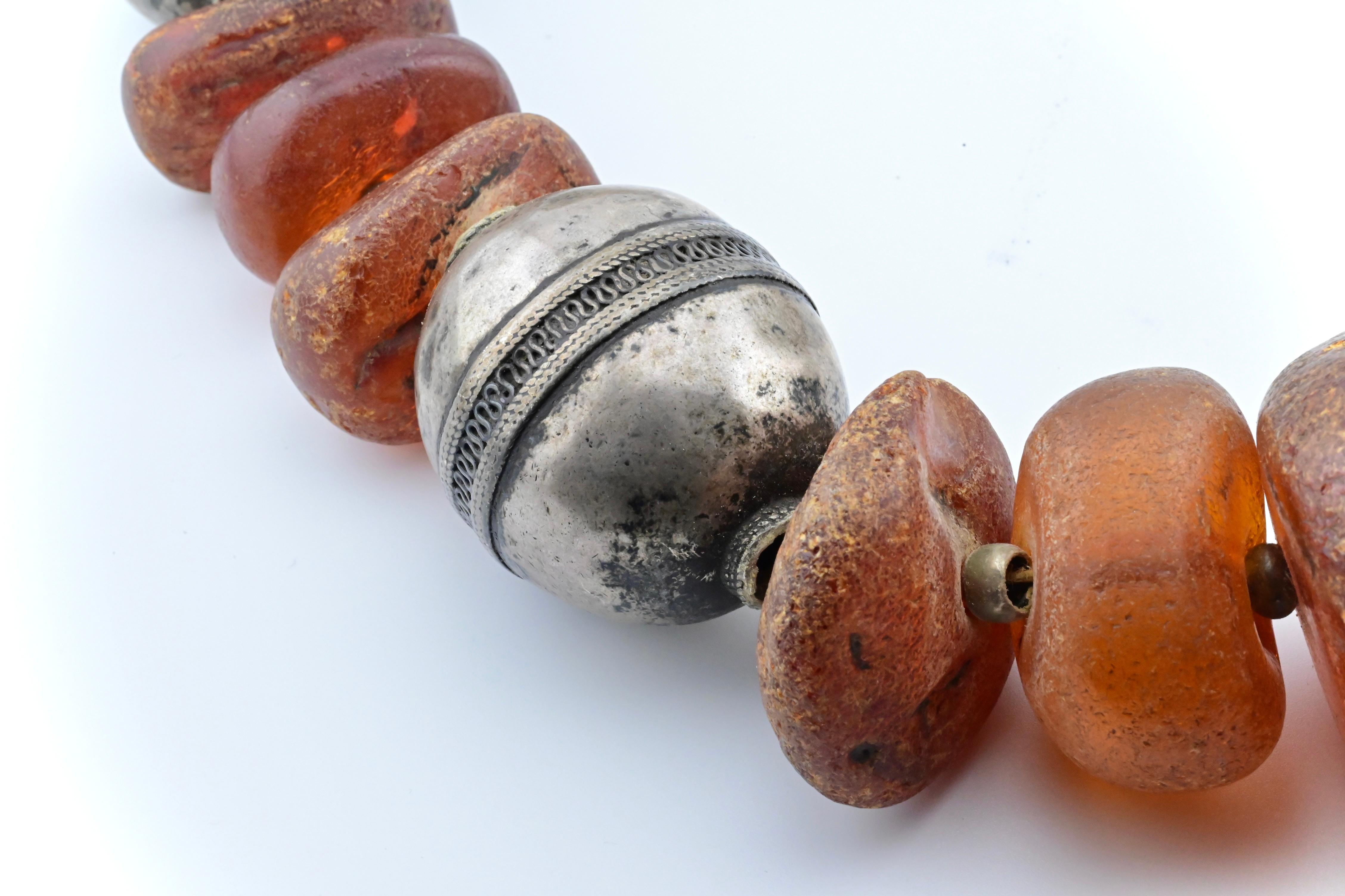 Exceptional Large Tumbled Amber Chunk & Silver Necklace 2