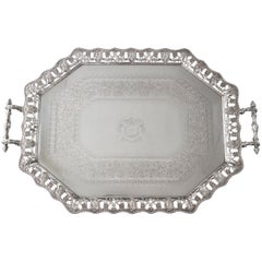 Antique Exceptional Large Victorian Silver Tea or Drinks Tray, Sheffield, 1896