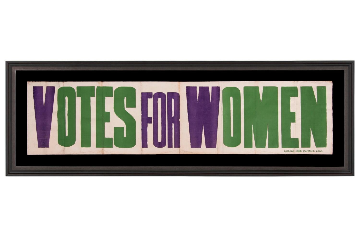 Exceptional Large Votes for Women Banner in Violet & Green, Made in Hartford, CT