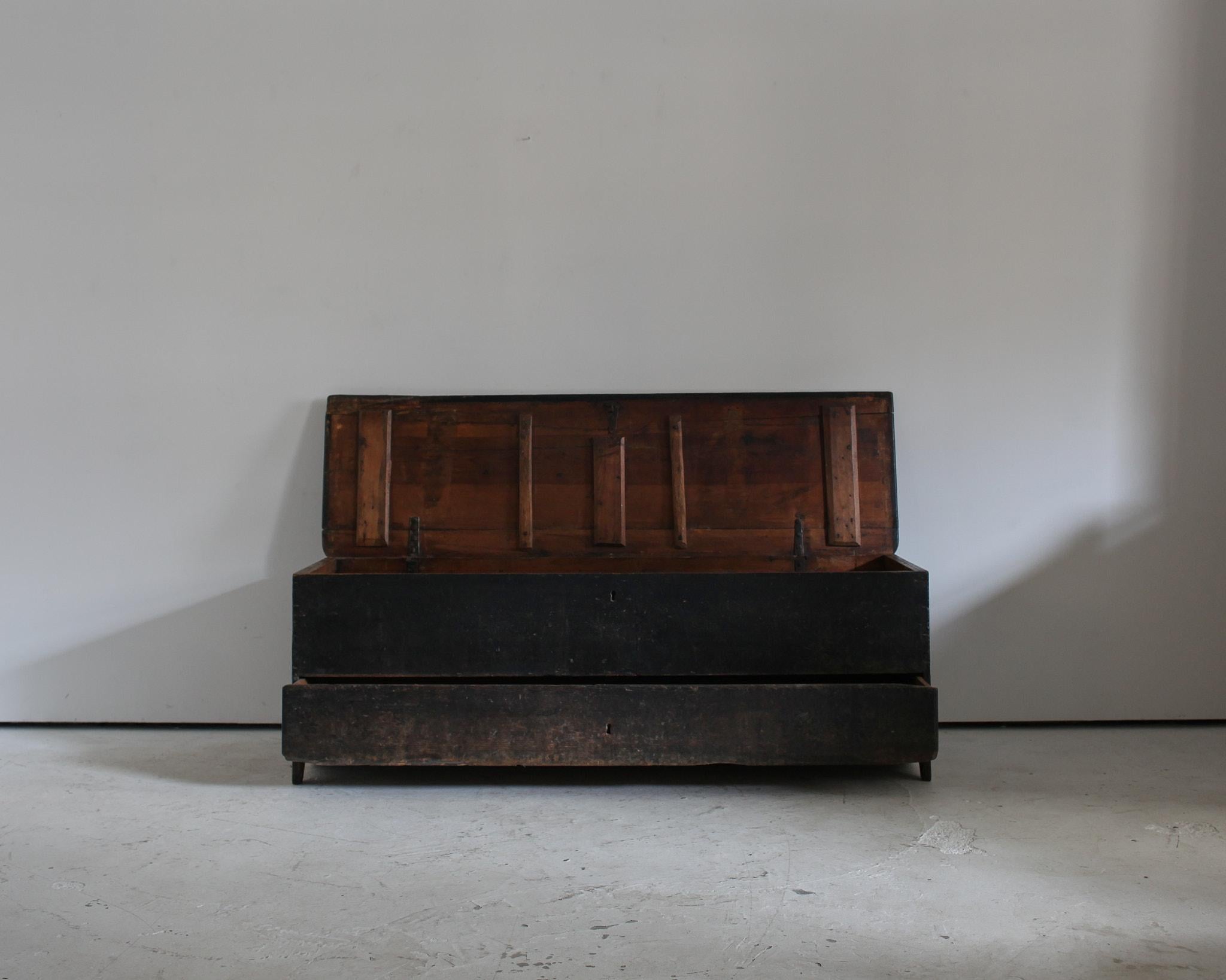 Spanish Exceptional Late 18Th C. Catalan Mountain Coffer/Hall Bench Wabi Sabi