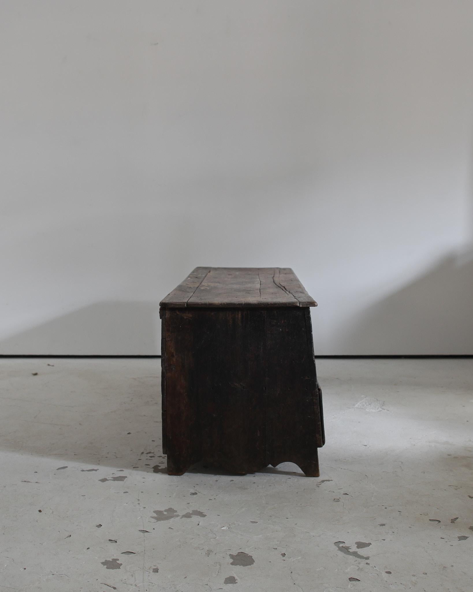 Elm Exceptional Late 18Th C. Catalan Mountain Coffer/Hall Bench Wabi Sabi