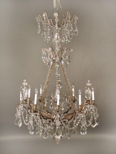 Exceptional Late 19th Century Bronze and Crystal Ten-Light Chandelier