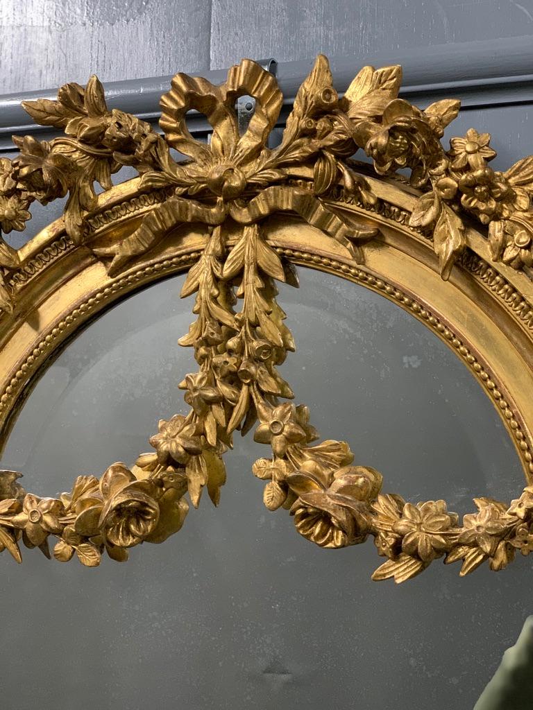 Exceptional Late 19th Century French Louis XVI Style Gilt Bevelled Mirror In Good Condition For Sale In Uppingham, Rutland