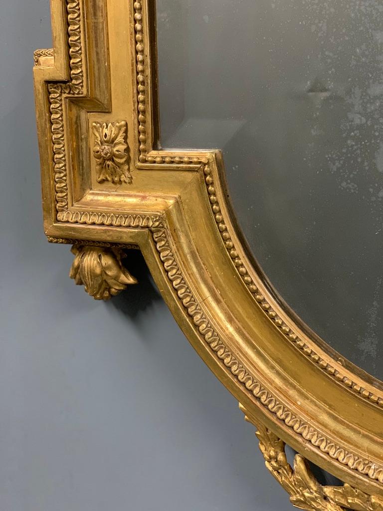 Exceptional Late 19th Century French Louis XVI Style Gilt Bevelled Mirror For Sale 1