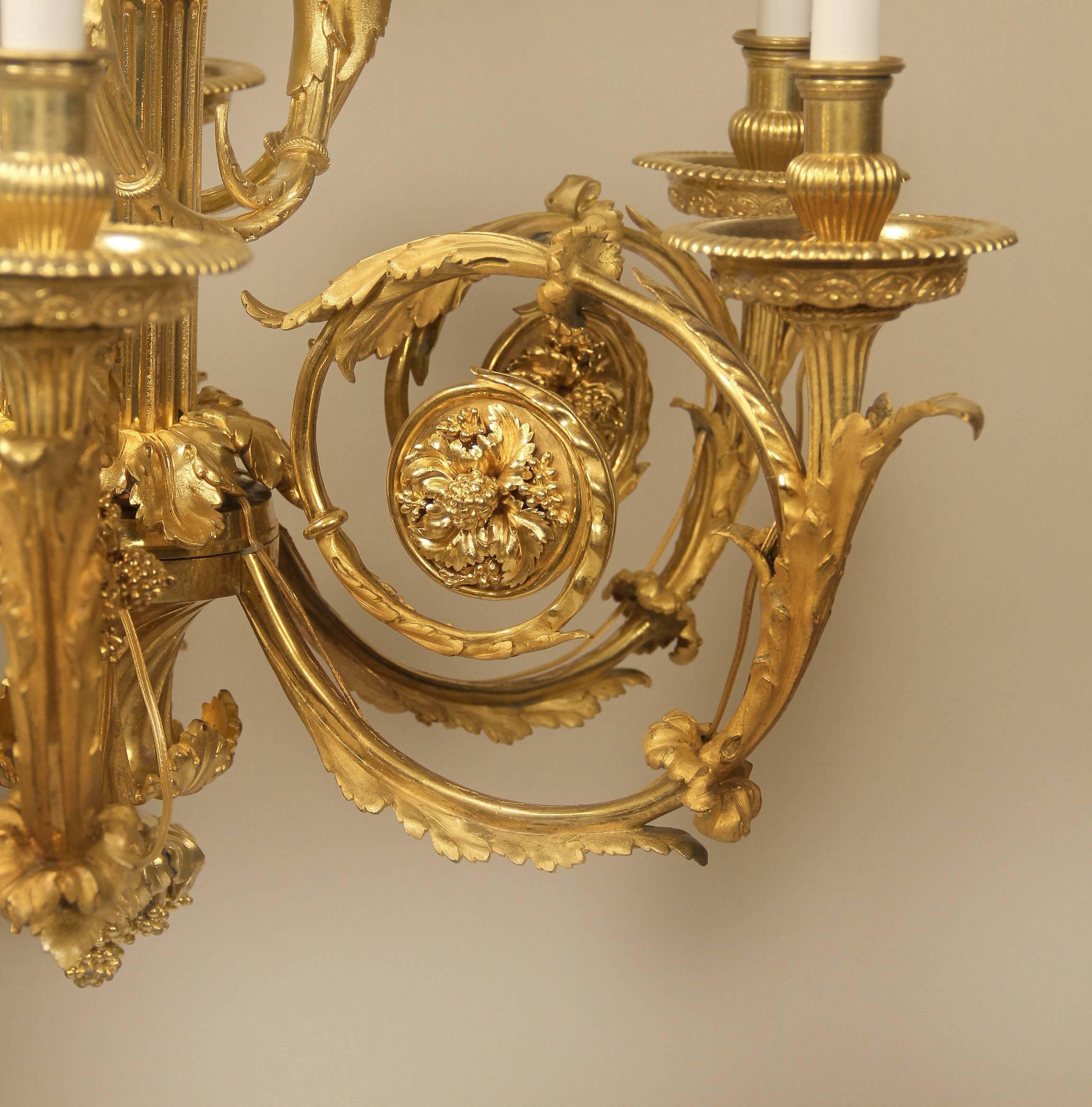 Exceptional Late 19th Century Gilt Bronze Chandelier by Henry Dasson 1