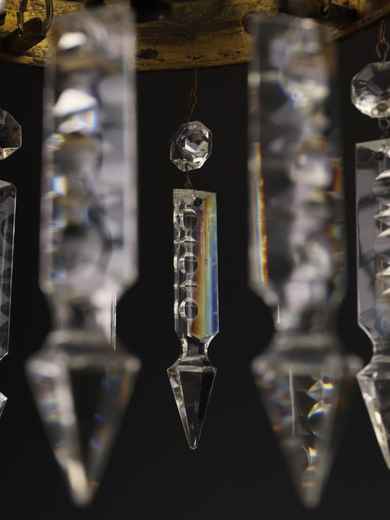 Laiton Exceptionnelle lampe à suspension Crown of Light de la fin du XIXe siècle, de style Grand Tour, avec cristaux taillés en vente