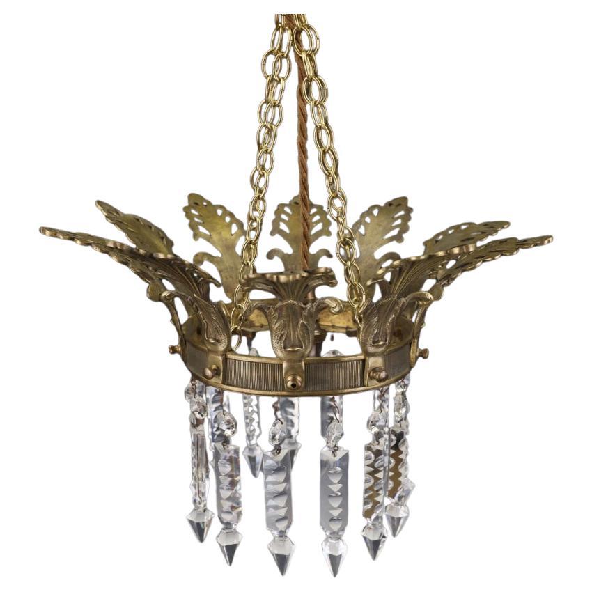 Exceptionnelle lampe à suspension Crown of Light de la fin du XIXe siècle, de style Grand Tour, avec cristaux taillés en vente