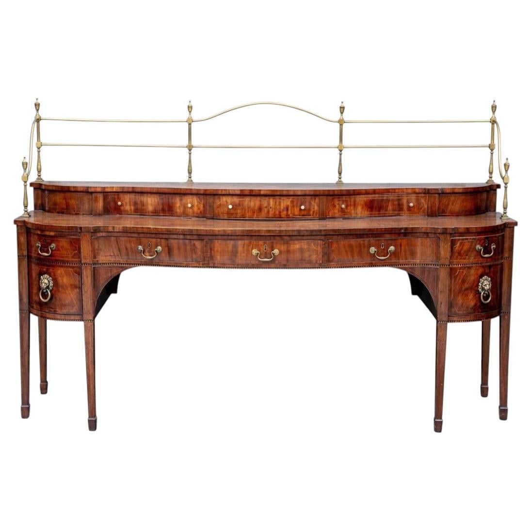 Exceptional Late Georgian Mahogany Sideboard With Brass Gallery Rail