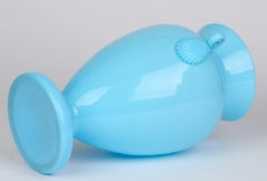 Exceptional Late Victorian Turquoise Hand Blown Art Glass Vase