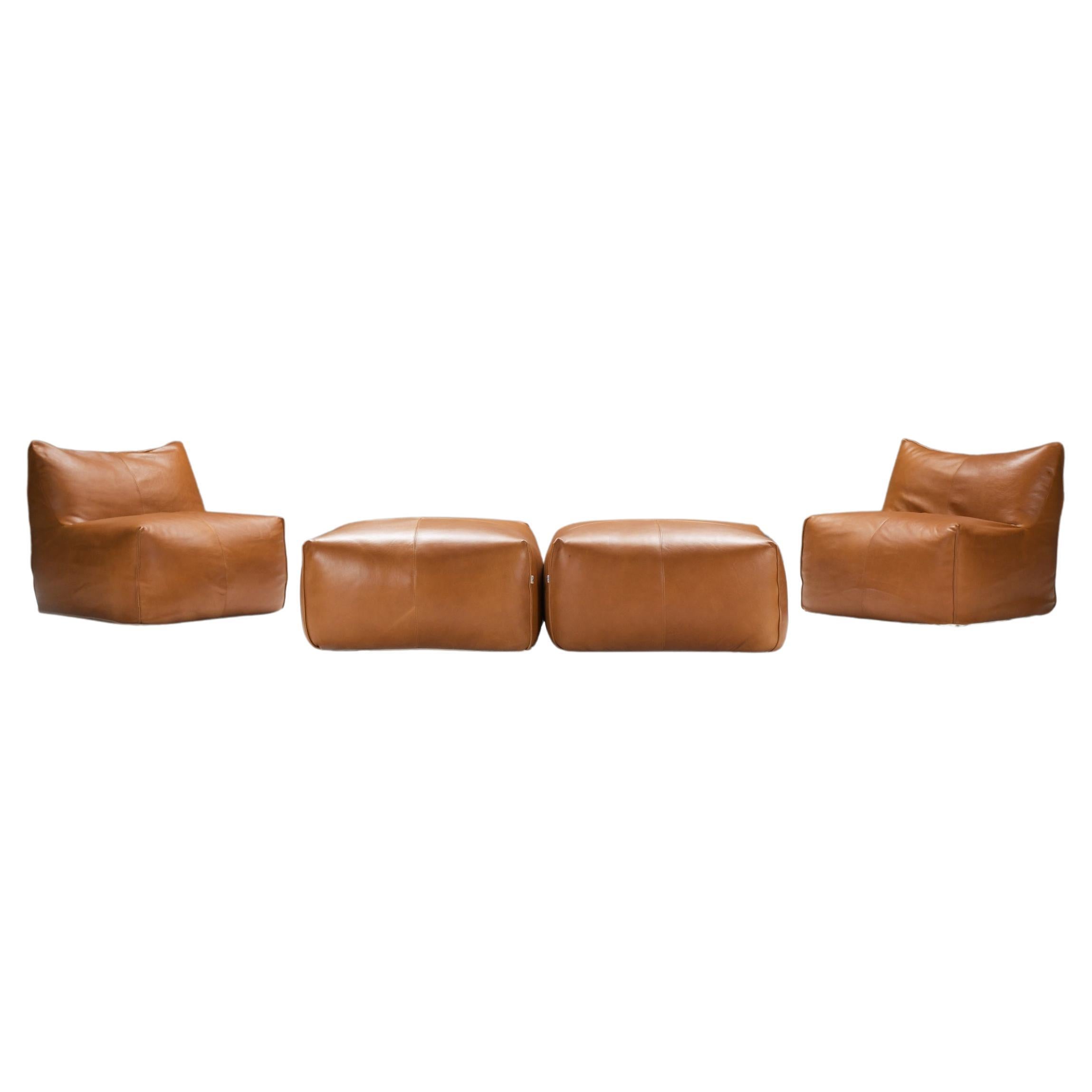 Exceptional Le Bambole set in cognac leather by Mario Bellini by B & B Italia For Sale