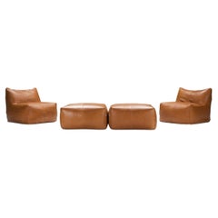 Vintage Exceptional Le Bambole set in cognac leather by Mario Bellini by B & B Italia