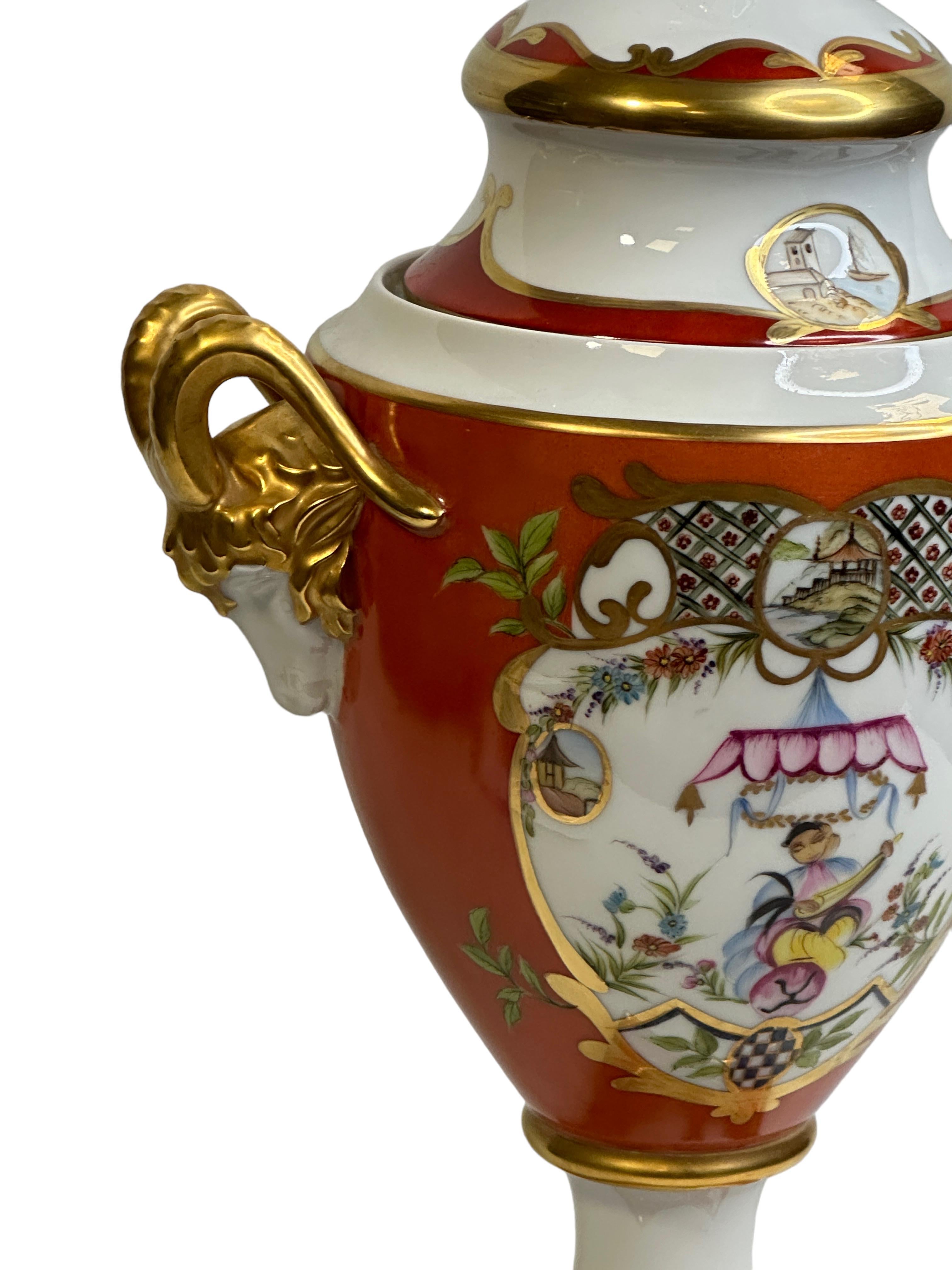 Exceptional Lidded Vase Lindner Porcelain Chinoiseries Unique Sample Piece For Sale 4