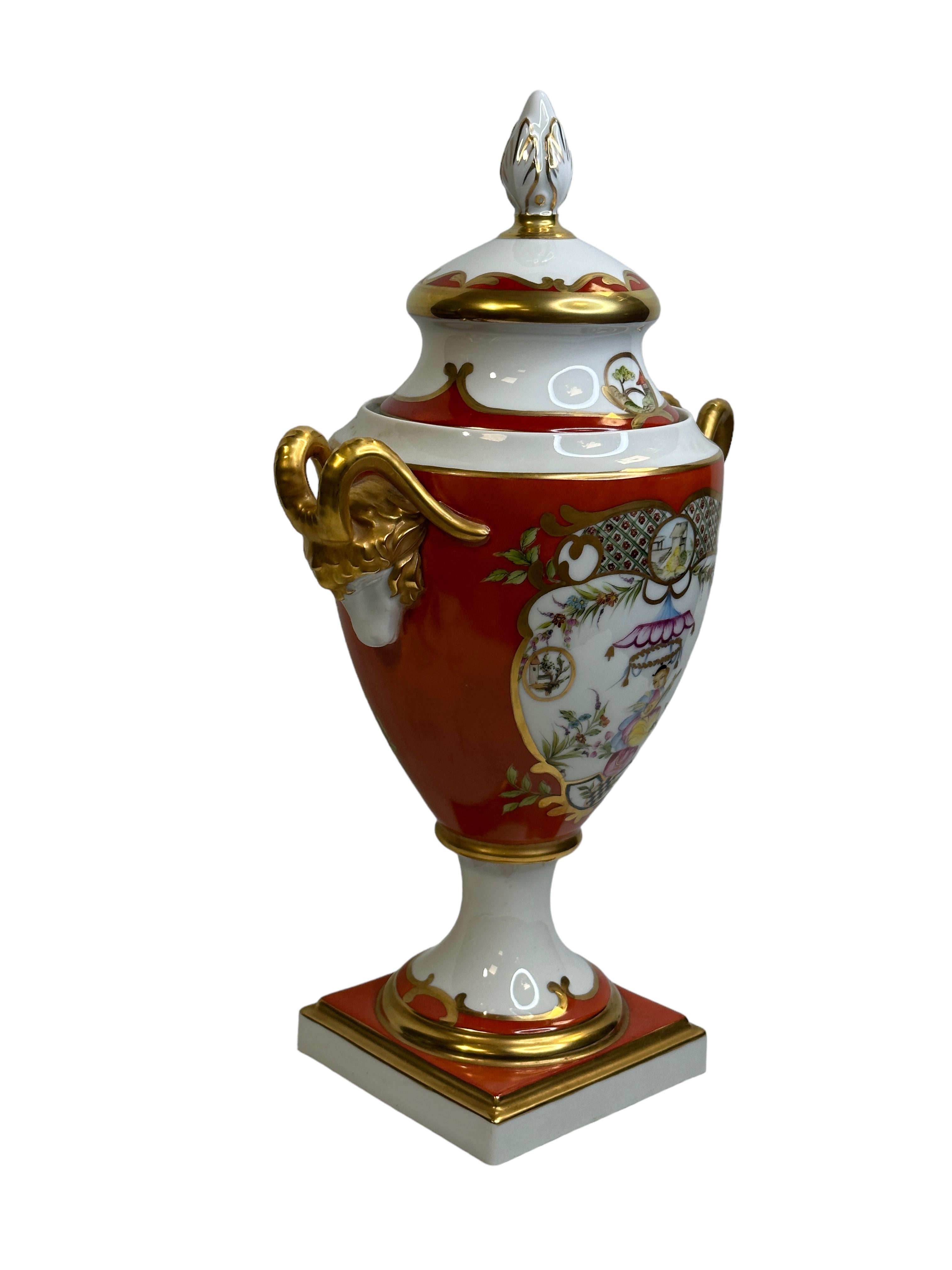 Exceptional Lidded Vase Lindner Porcelain Chinoiseries Unique Sample Piece For Sale 6