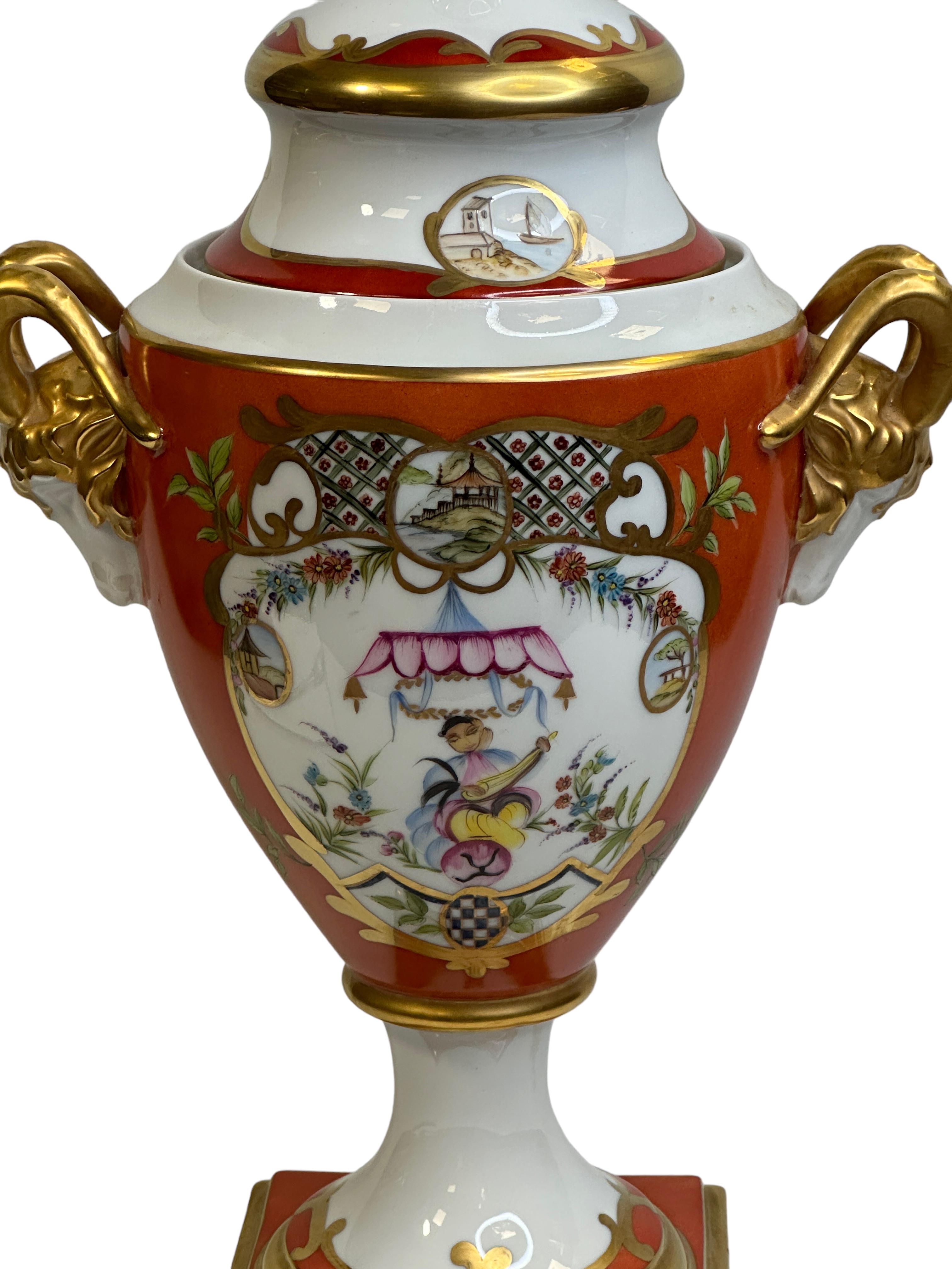 Exceptional Lidded Vase Lindner Porcelain Chinoiseries Unique Sample Piece For Sale 2