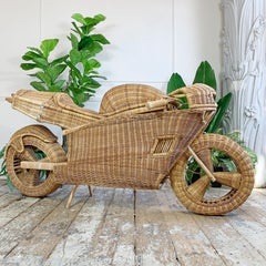 Exceptional Life Size Wicker and Bamboo Racing Motorcycle