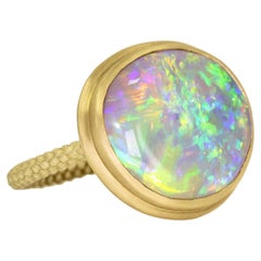 Retro Exceptional Lightning Ridge Crystal Opal 22K Gold Handmade Ring, Talkative 2022
