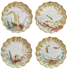 Exceptional Limoges porcelain fish service, circa 1895, 15 pieces