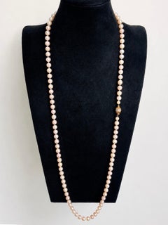 Exceptional Long Akoya Pearl Necklace, 97cm, 8mm Pearls, Hallmarked 18K Gold