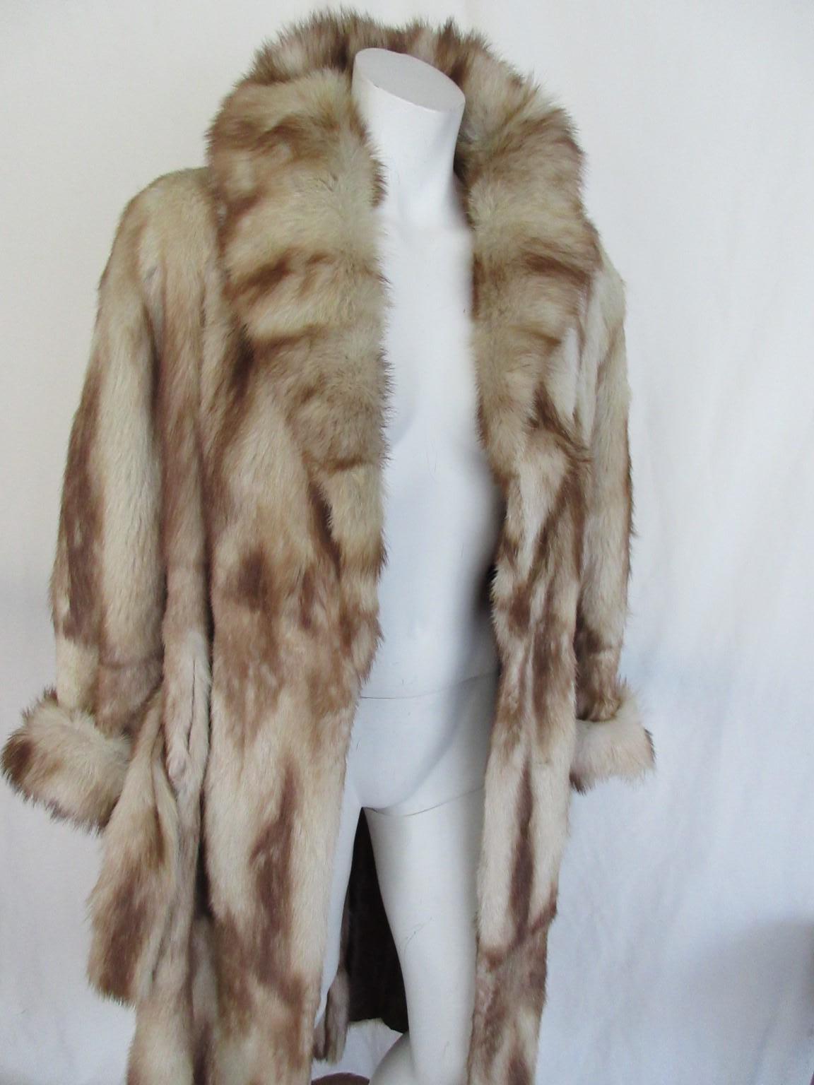 Exceptional Long Belted Fur Coat For Sale 1