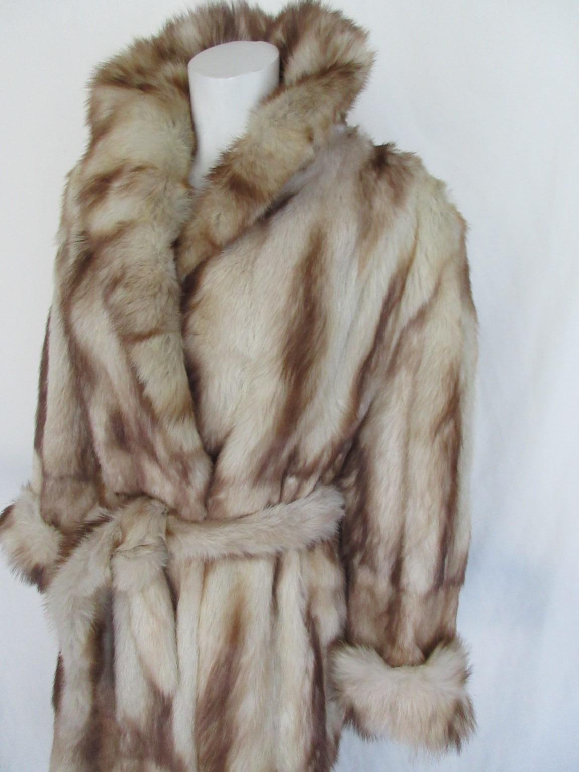 Exceptional Long Belted Fur Coat For Sale 3