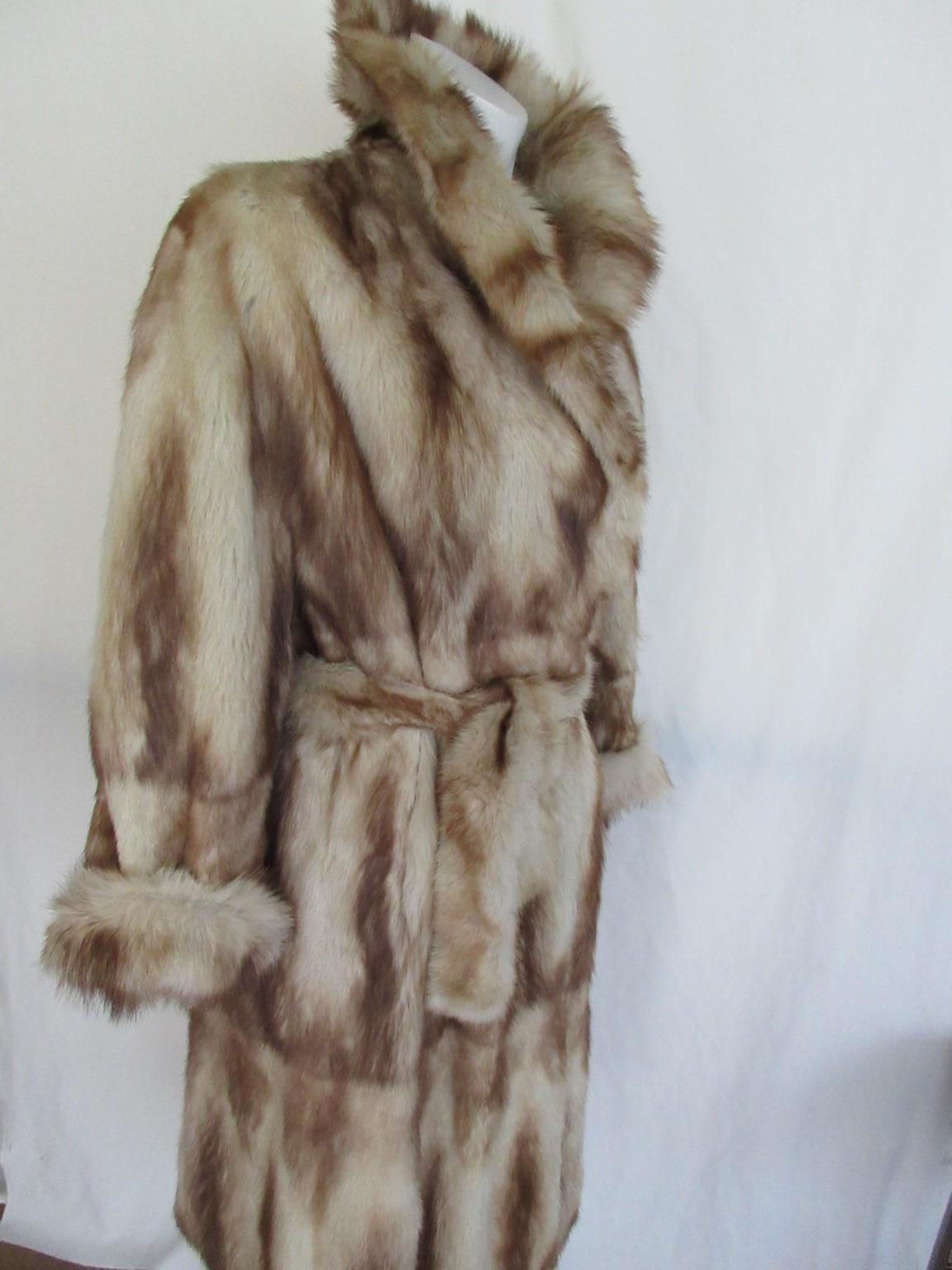 Exceptional Long Belted Fur Coat For Sale 4