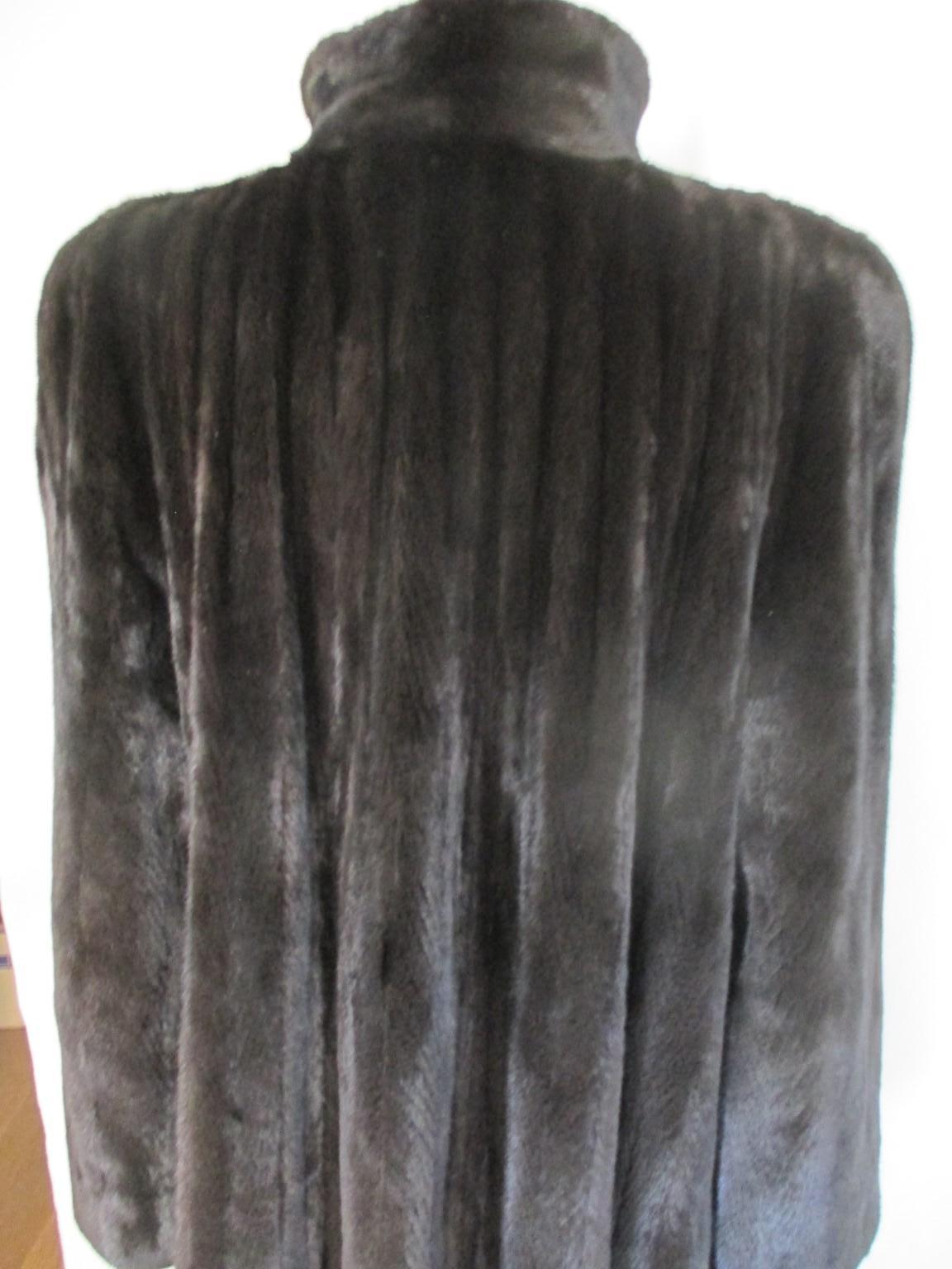 Black Exceptional  Long Brown Sheared Mink Fur Coat 