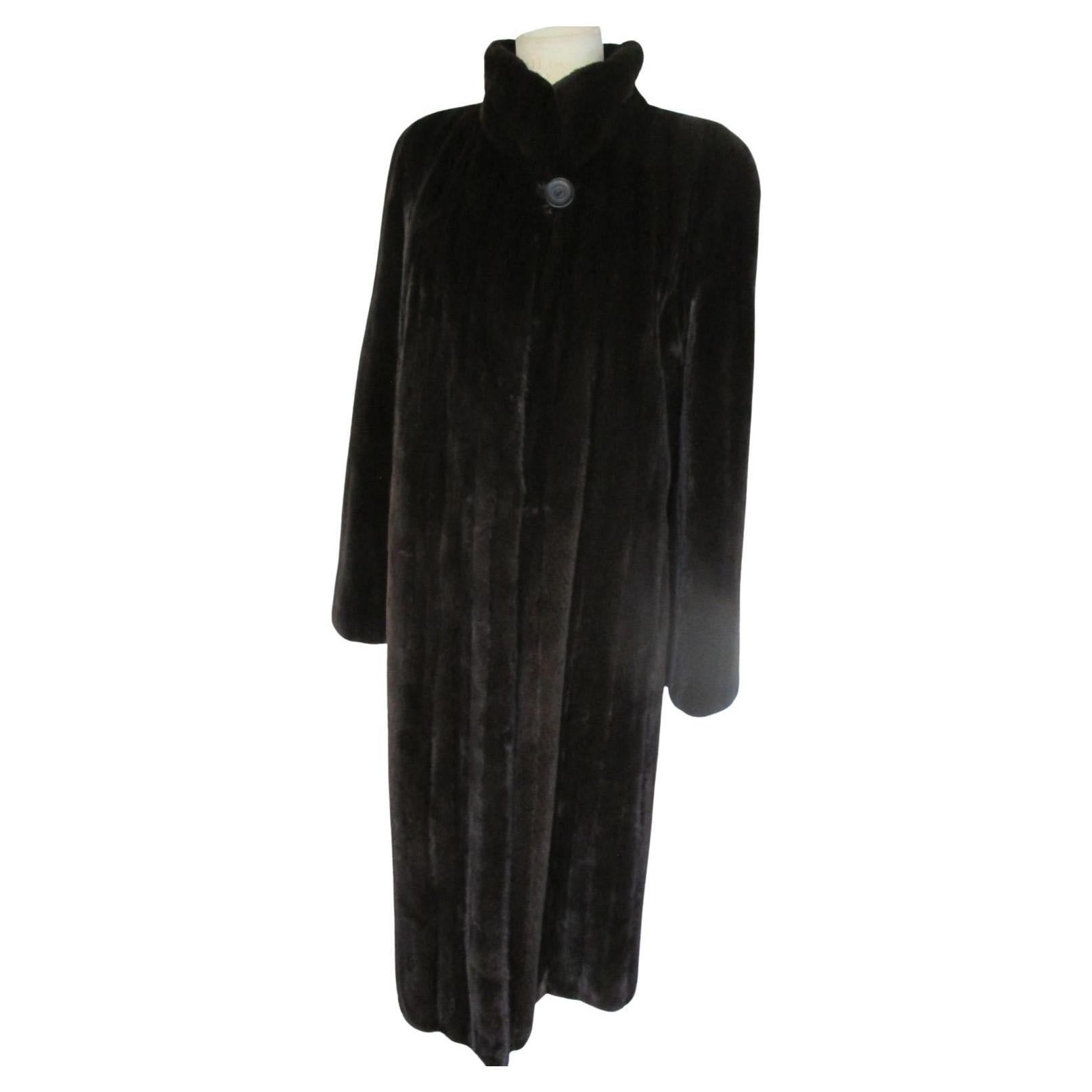 Exceptional  Long Brown Sheared Mink Fur Coat 